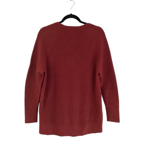 Athleta Hanover V Neck Sweater In Canyon Red Size Small Merino Wool Blend Ribbed - Picture 8 of 11